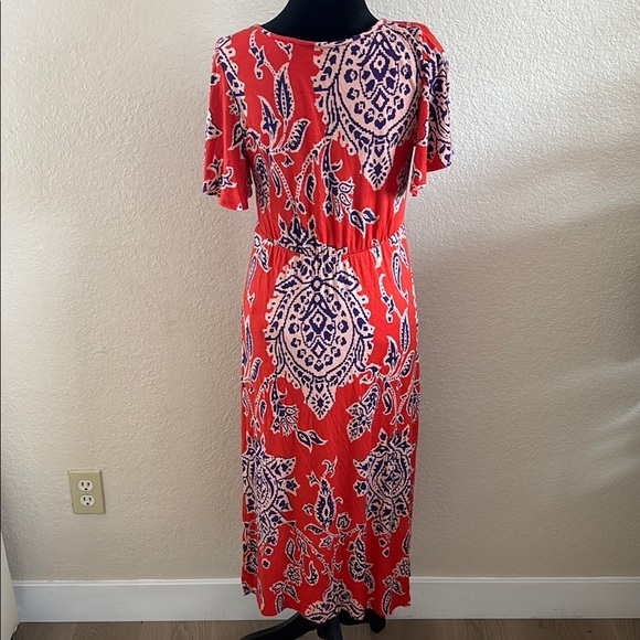 Anthropologie Correia Flutter Sleeve Toe Nexk Paisley Maxi Dress 0139 - Picture 7 of 8